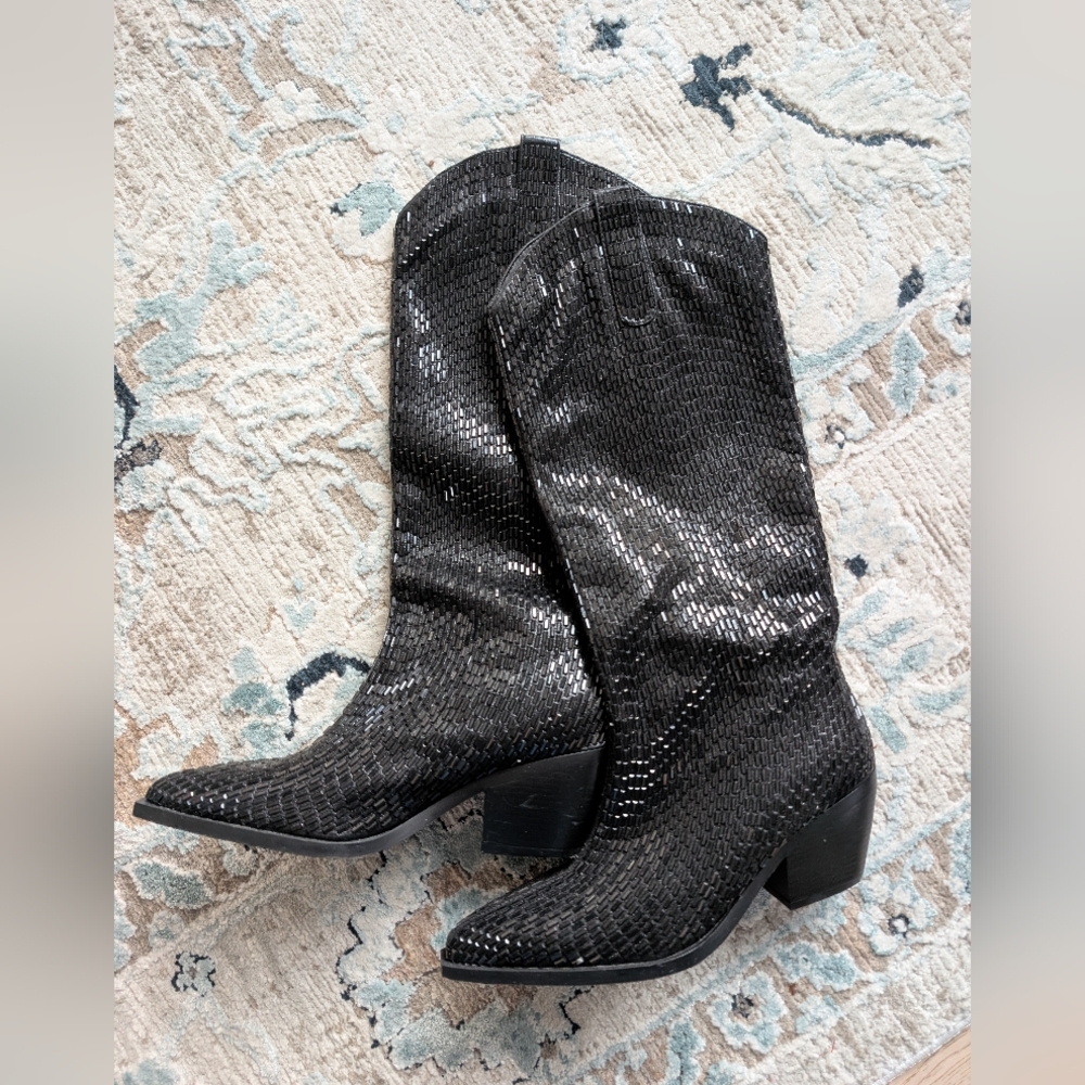 Azalea Wang Black Sequin Boots